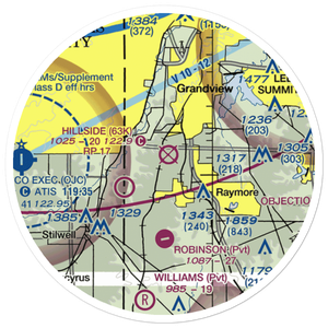Richards-Gebaur Air Force Base (GVW) VFR Sectional Sticker (20 mile)