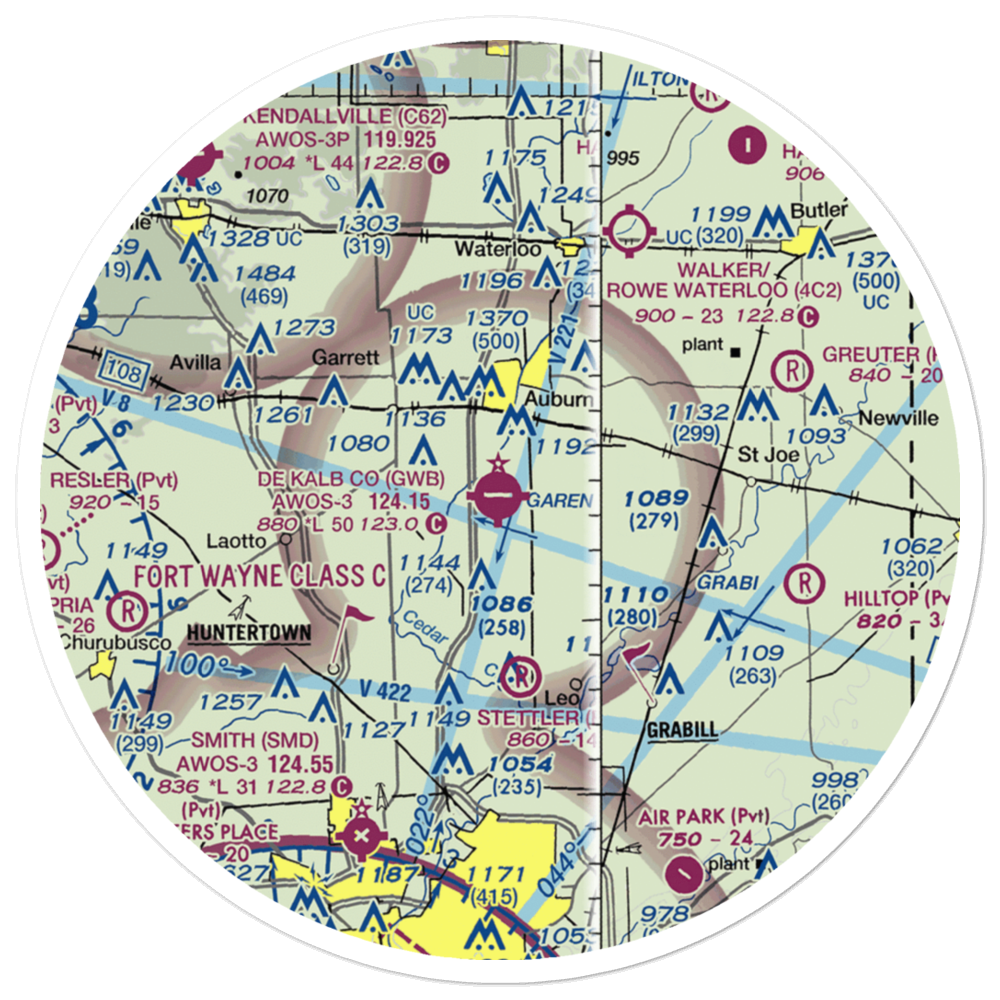 De Kalb County Airport (GWB) VFR Sectional Sticker (30 mile) 