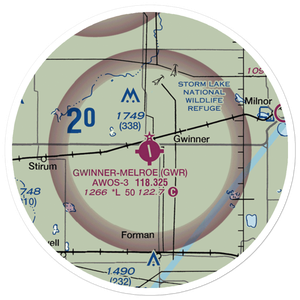 Gwinner Roger Melroe Field (GWR) VFR Sectional Sticker (20 mile)