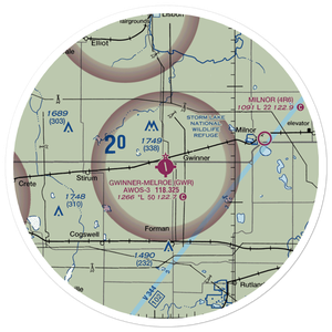 Gwinner Roger Melroe Field (GWR) VFR Sectional Sticker (30 mile)