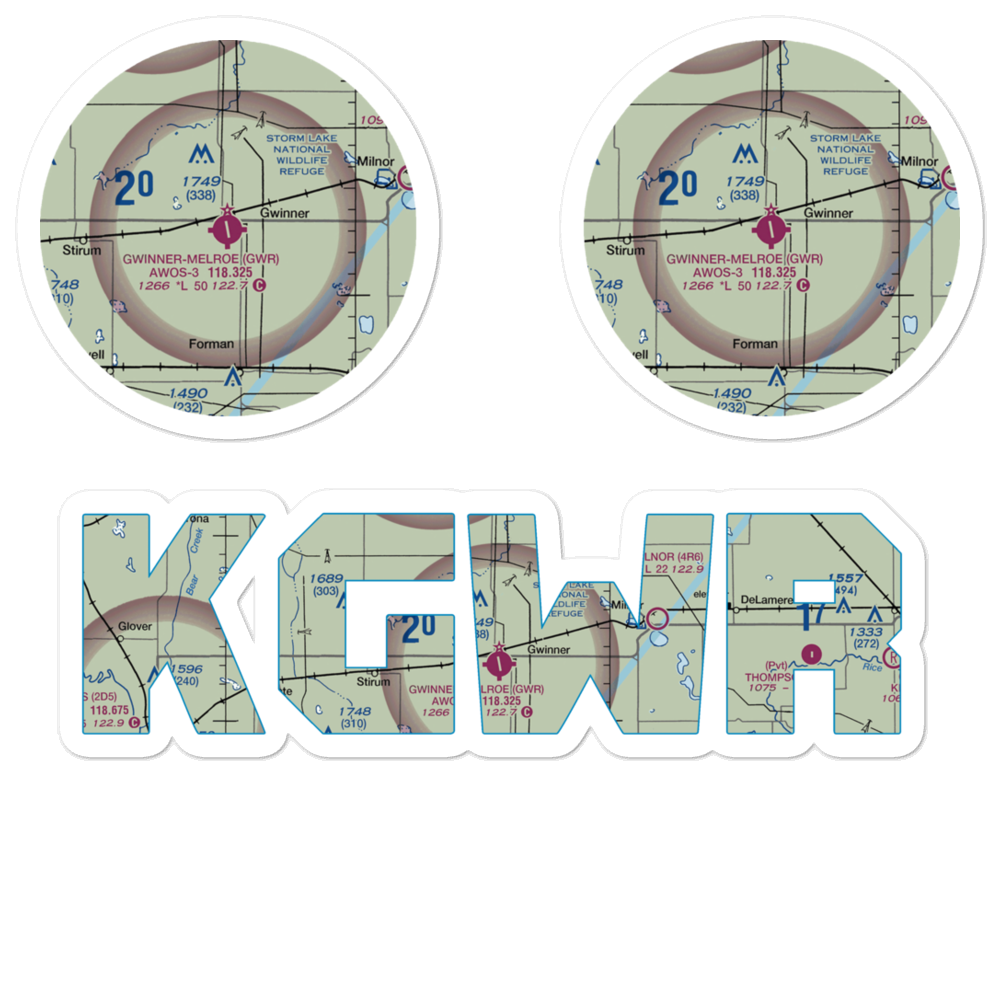 Gwinner Roger Melroe Field (GWR) VFR Sectional Sticker Pack 