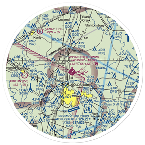 Goldsboro-Wayne Municipal Airport (GWW) VFR Sectional Sticker (30 mile)