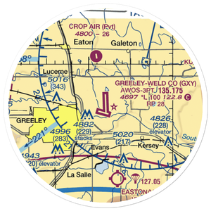 Greeley–Weld County Airport (GXY) VFR Sectional Sticker (20 mile)