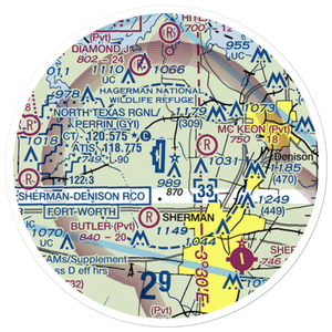 North Texas Regional Airport/Perrin Field (GYI) VFR Sectional Sticker (20 mile)