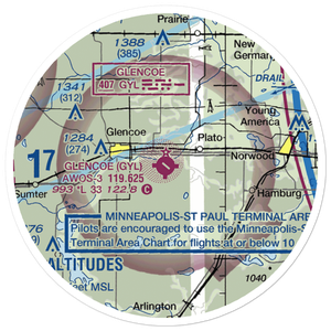 Glencoe Municipal Airport (GYL) VFR Sectional Sticker (20 mile)