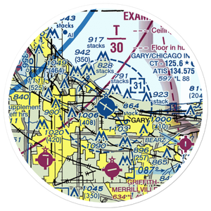 Gary Chicago International Airport (GYY) VFR Sectional Sticker (20 mile)