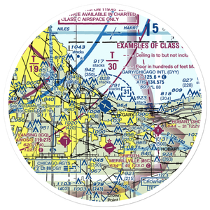 Gary Chicago International Airport (GYY) VFR Sectional Sticker (30 mile)