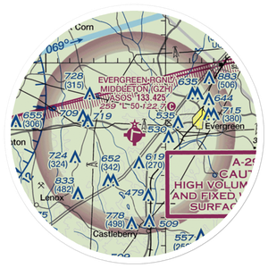 Evergreen Regional Airport/Middleton Field (GZH) VFR Sectional Sticker (20 mile)