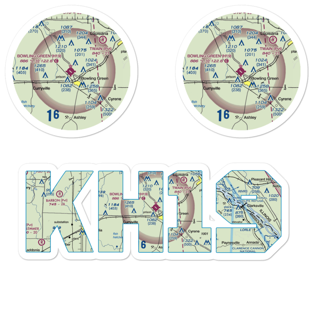 Bowling Green Municipal Airport (H19) VFR Sectional Sticker Pack 