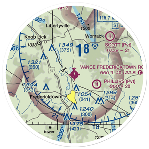 A Paul Vance Fredericktown Regional Airport (H88) VFR Sectional Sticker (20 mile)