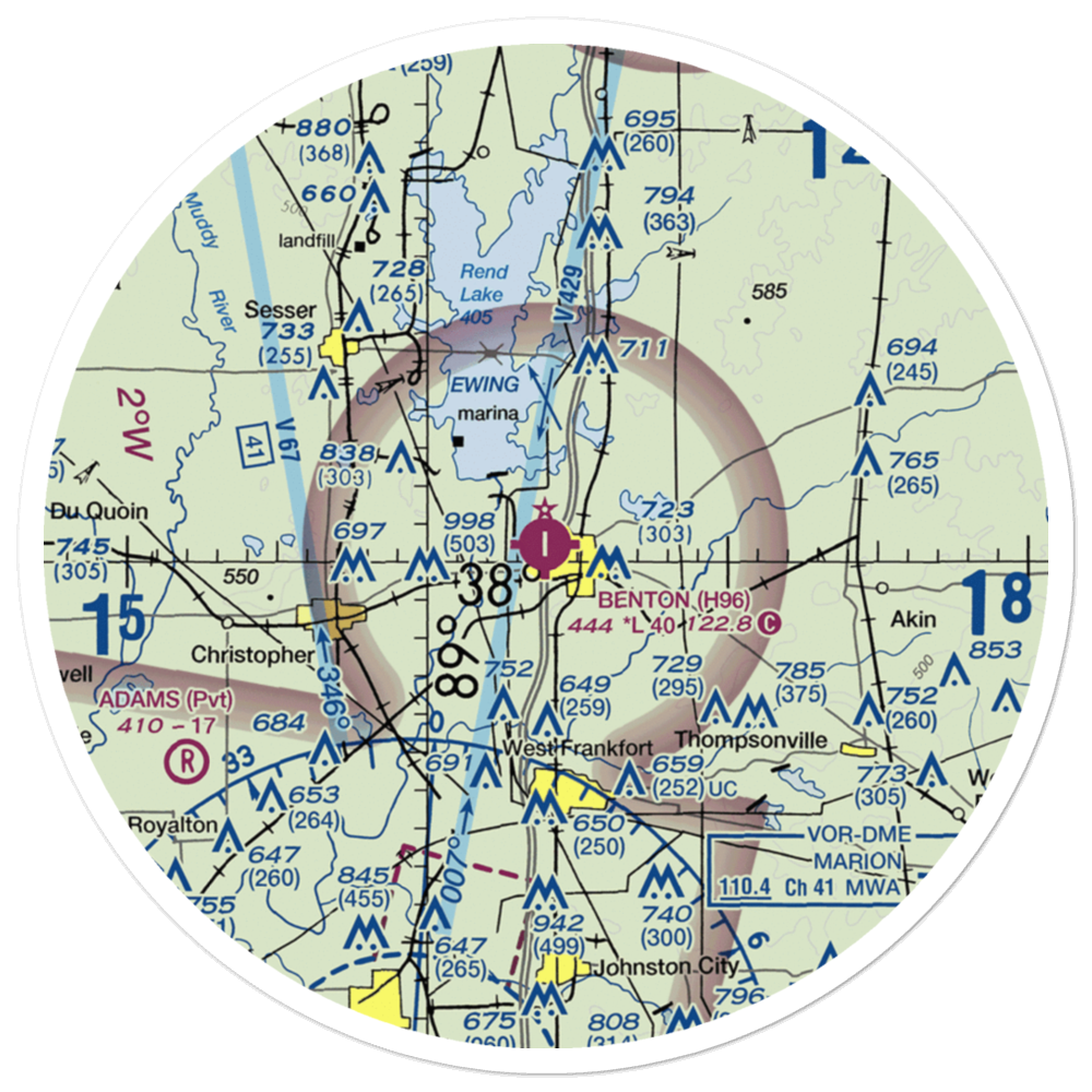 Benton Municipal Airport (H96) VFR Sectional Sticker (30 mile) 