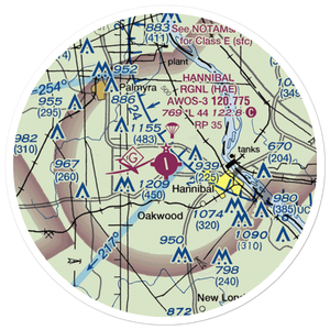 Hannibal Regional Airport (HAE) VFR Sectional Sticker (20 mile)