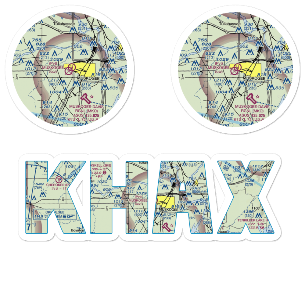 Hatbox Field (HAX) VFR Sectional Sticker Pack 