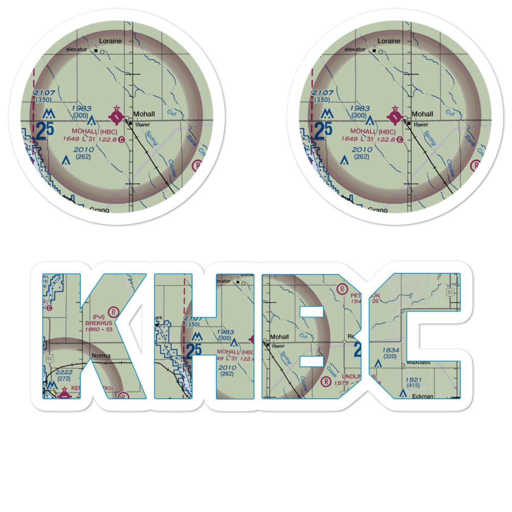 Mohall Municipal Airport (HBC) VFR Sectional Sticker Pack 