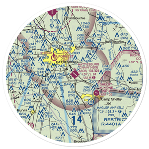 Hattiesburg Bobby L Chain Municipal Airport (HBG) VFR Sectional Sticker (30 mile)