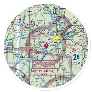 Asheboro Regional Airport (HBI) VFR Sectional Sticker (30 mile)