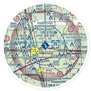 Hammond Northshore Regional Airport (HDC) VFR Sectional Sticker (20 mile)