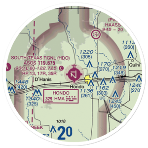 South Texas Regional Airport at Hondo (HDO) VFR Sectional Sticker (20 mile)