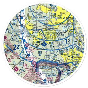 Manassas Regional Airport/Harry P. Davis Field (HEF) VFR Sectional Sticker (30 mile)