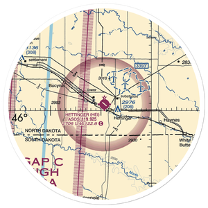 Hettinger Municipal Airport (HEI) VFR Sectional Sticker (30 mile)