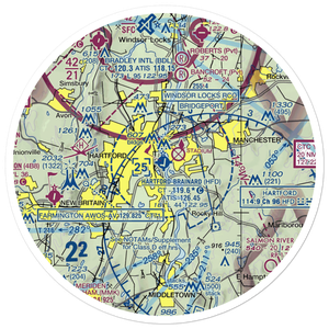 Hartford Brainard Airport (HFD) VFR Sectional Sticker (30 mile)