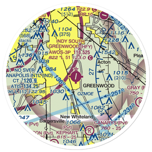 Indy South Greenwood Airport (HFY) VFR Sectional Sticker (20 mile)