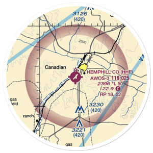 Hemphill County Airport (HHF) VFR Sectional Sticker (20 mile)