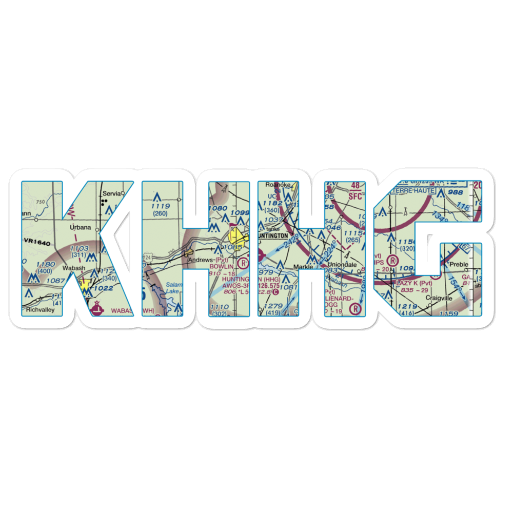 Huntington Municipal Airport (HHG) VFR Sectional Sticker 