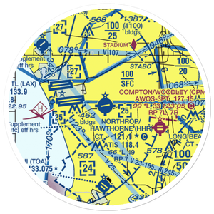 Jack Northrop Field Hawthorne Municipal Airport (HHR) VFR Sectional Sticker (20 mile)