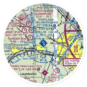 Portland Hillsboro Airport (HIO) VFR Sectional Sticker (20 mile)