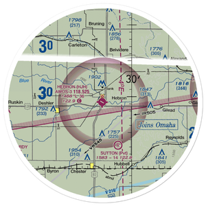 Hebron Municipal Airport (HJH) VFR Sectional Sticker (30 mile)