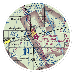 Hanford Municipal Airport (HJO) VFR Sectional Sticker (20 mile)