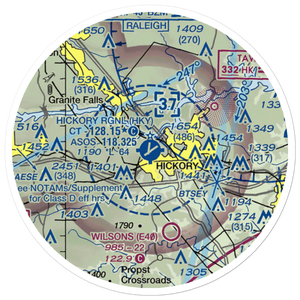 Hickory Regional Airport (HKY) VFR Sectional Sticker (20 mile)