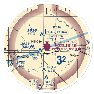 Hill City Municipal Airport (HLC) VFR Sectional Sticker (20 mile)