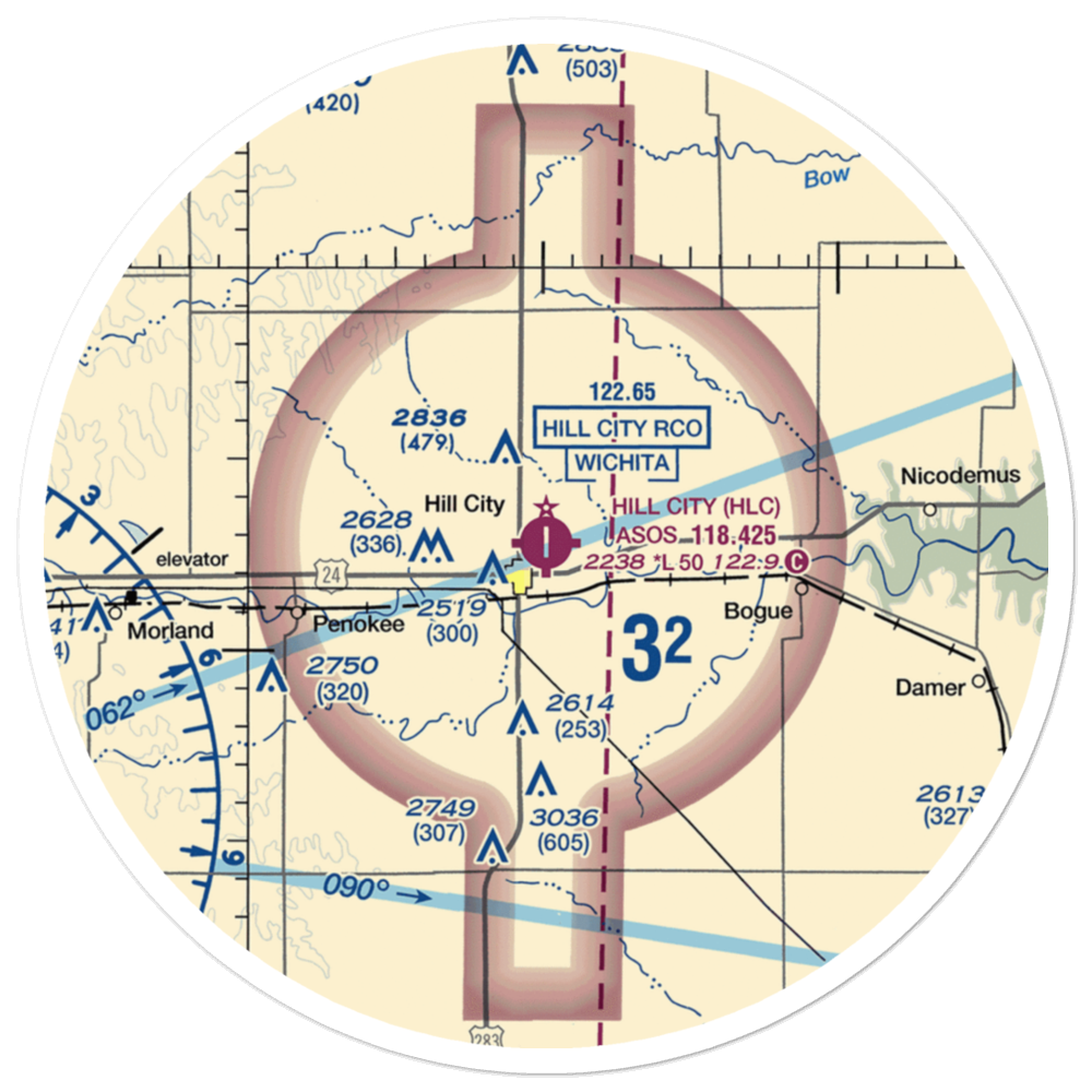Hill City Municipal Airport (HLC) VFR Sectional Sticker (30 mile) 