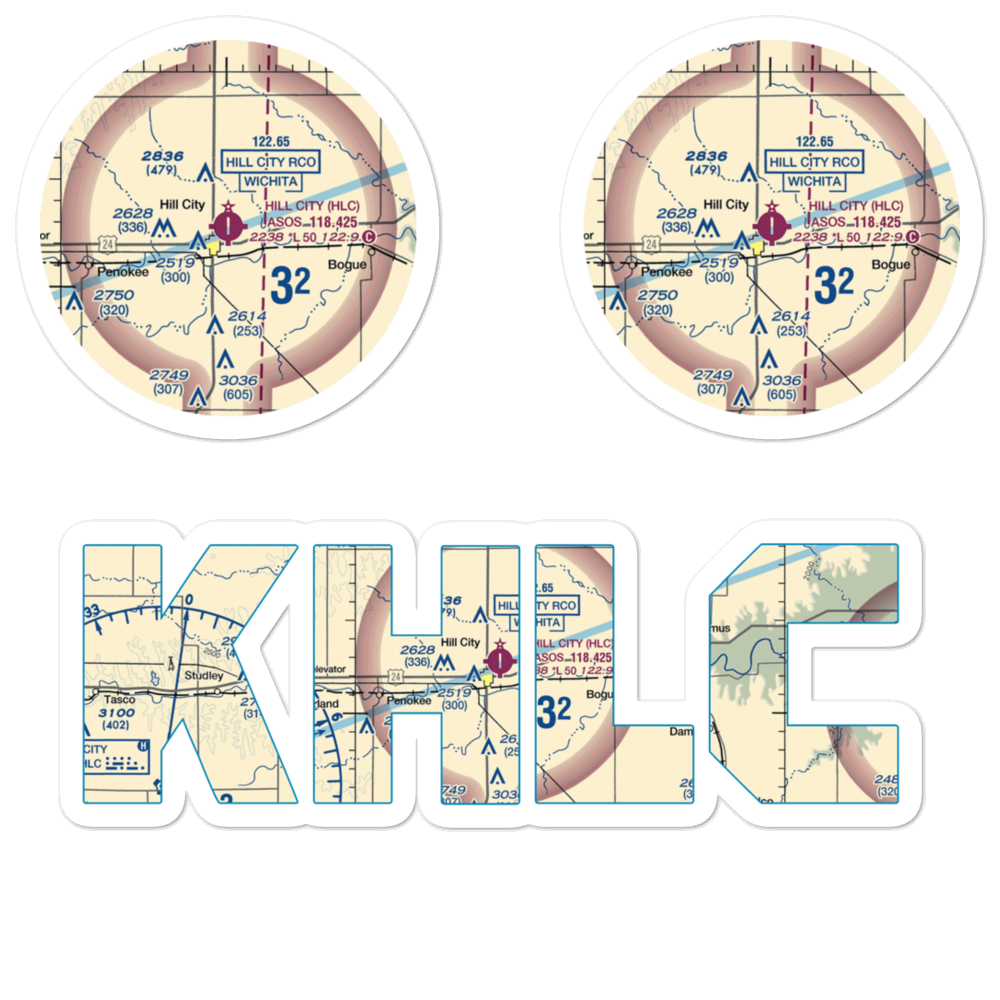 Hill City Municipal Airport (HLC) VFR Sectional Sticker Pack 
