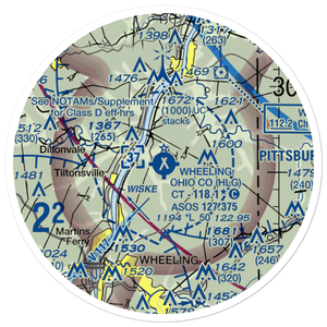 Wheeling Ohio County Airport (HLG) VFR Sectional Sticker (20 mile)