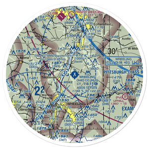 Wheeling Ohio County Airport (HLG) VFR Sectional Sticker (30 mile)