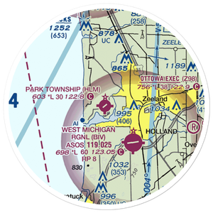 Park Township Airport (HLM) VFR Sectional Sticker (20 mile)