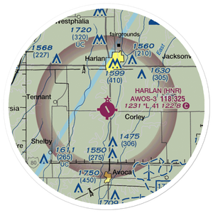 Harlan Municipal Airport (HNR) VFR Sectional Sticker (20 mile)