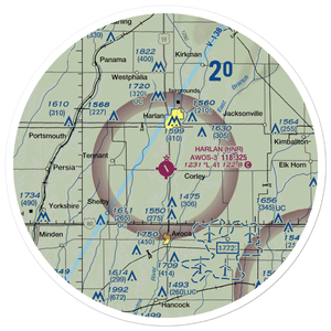 Harlan Municipal Airport (HNR) VFR Sectional Sticker (30 mile)