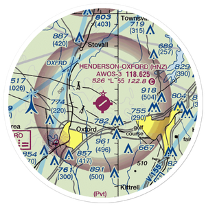 Henderson Oxford Airport (HNZ) VFR Sectional Sticker (20 mile)