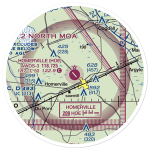 Homerville Airport (HOE) VFR Sectional Sticker (20 mile)