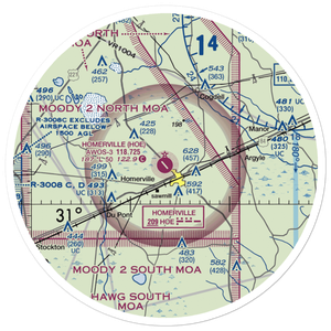 Homerville Airport (HOE) VFR Sectional Sticker (30 mile)