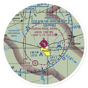 Huron Regional Airport (HON) VFR Sectional Sticker (20 mile)