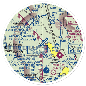 Campbell AAF (Fort Campbell) Air Field (HOP) VFR Sectional Sticker (20 mile)