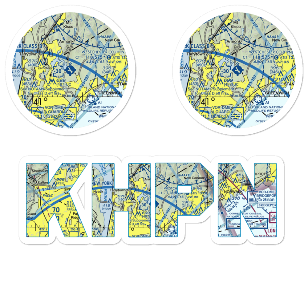Westchester County Airport (HPN) VFR Sectional Sticker Pack 