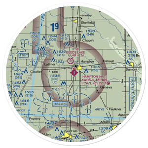 Hampton Municipal Airport (HPT) VFR Sectional Sticker (30 mile)