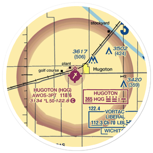 Hugoton Municipal Airport (HQG) VFR Sectional Sticker (20 mile)