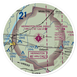 Herington Regional Airport (HRU) VFR Sectional Sticker (20 mile)